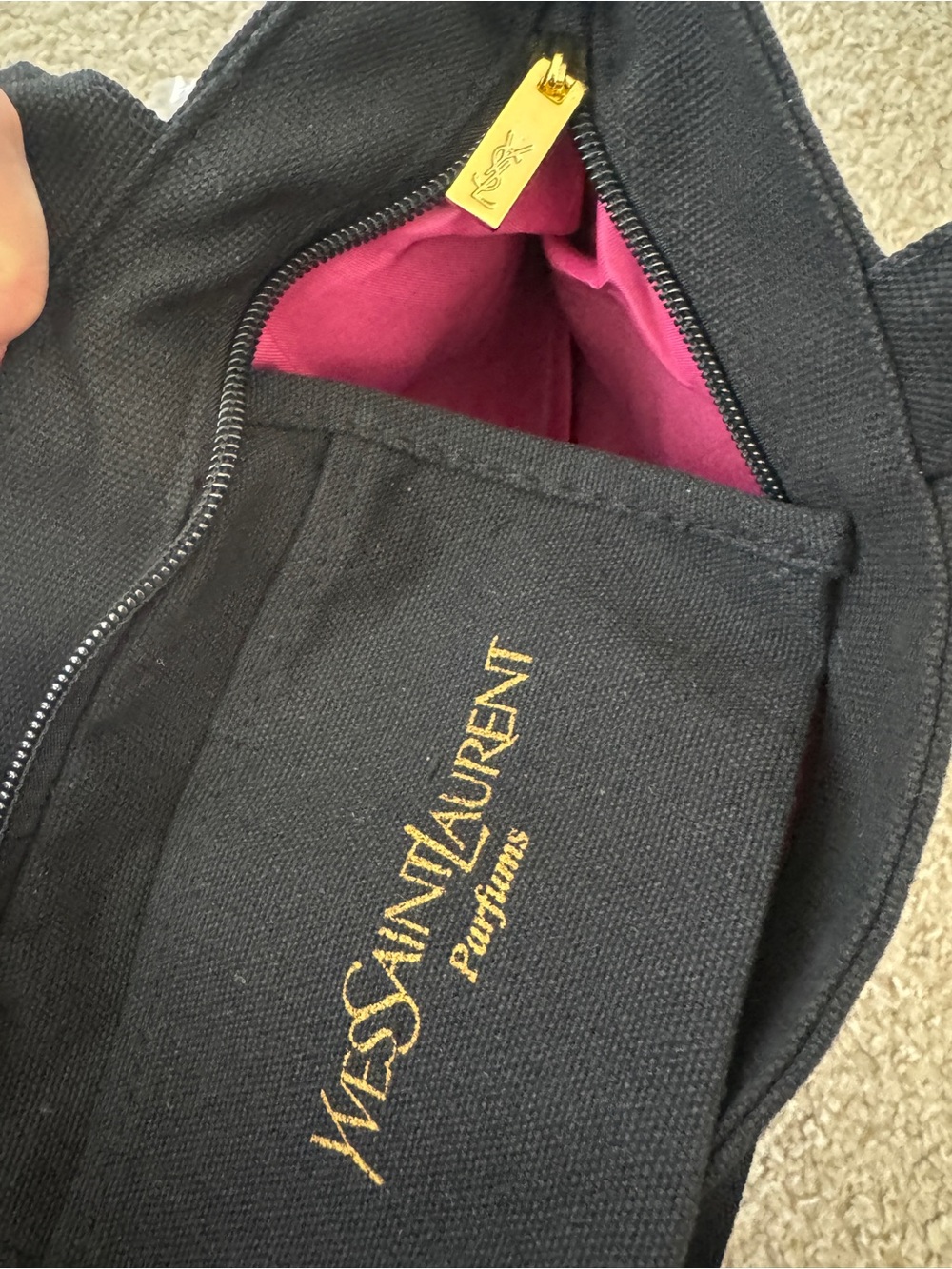 Saint Laurent Black Canvas Tote with Gold YSL Logo - Picture 5 of 5